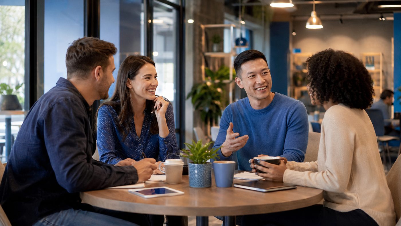 People talking over coffee